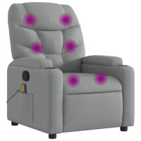 vidaXL Massage Recliner Chair Light Gray Fabric