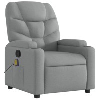 vidaXL Massage Recliner Chair Light Gray Fabric