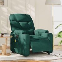 vidaXL Electric Massage Recliner Chair Dark Green Fabric