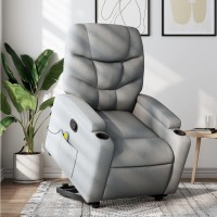 vidaXL Stand up Massage Recliner Chair Light Gray Fabric