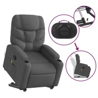 vidaXL Stand up Massage Recliner Chair Dark Gray Fabric