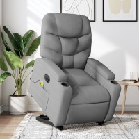 vidaXL Electric Stand up Massage Recliner Chair Light Gray Fabric