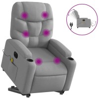 vidaXL Electric Stand up Massage Recliner Chair Light Gray Fabric