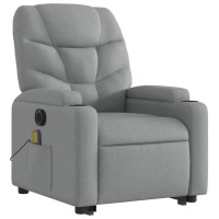 vidaXL Electric Stand up Massage Recliner Chair Light Gray Fabric