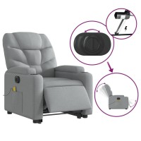 vidaXL Electric Stand up Massage Recliner Chair Light Gray Fabric