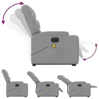 vidaXL Electric Stand up Massage Recliner Chair Light Gray Fabric