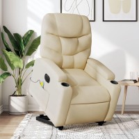 vidaXL Electric Stand up Massage Recliner Chair Cream Fabric