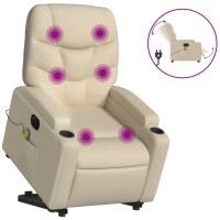 vidaXL Electric Stand up Massage Recliner Chair Cream Fabric