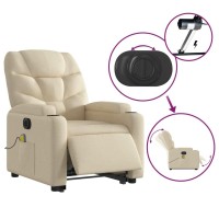 vidaXL Electric Stand up Massage Recliner Chair Cream Fabric