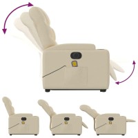 vidaXL Electric Stand up Massage Recliner Chair Cream Fabric