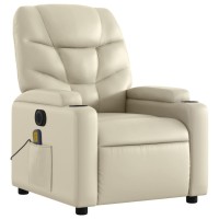 Vidaxl Electric Massage Recliner Chair Cream Faux Leather