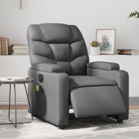 vidaXL Electric Massage Recliner Chair Gray Faux Leather