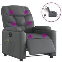 vidaXL Electric Massage Recliner Chair Gray Faux Leather