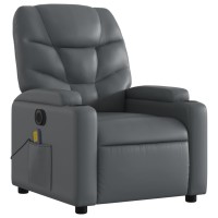 vidaXL Electric Massage Recliner Chair Gray Faux Leather