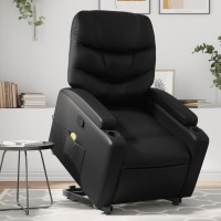 vidaXL Stand up Massage Recliner Chair Black Faux Leather