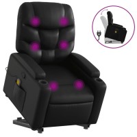 vidaXL Stand up Massage Recliner Chair Black Faux Leather