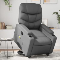 vidaXL Stand up Massage Recliner Chair Gray Faux Leather