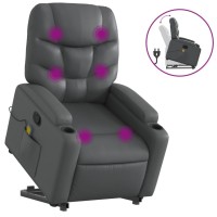 vidaXL Stand up Massage Recliner Chair Gray Faux Leather