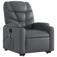 vidaXL Stand up Massage Recliner Chair Gray Faux Leather