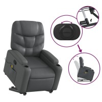 vidaXL Stand up Massage Recliner Chair Gray Faux Leather