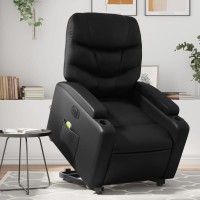 vidaXL Electric Stand up Massage Recliner Chair Black Faux Leather