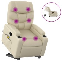 vidaXL Electric Stand up Massage Recliner Chair Cream Faux Leather