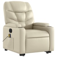 vidaXL Electric Stand up Massage Recliner Chair Cream Faux Leather