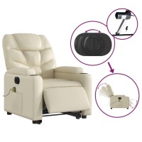 vidaXL Electric Stand up Massage Recliner Chair Cream Faux Leather