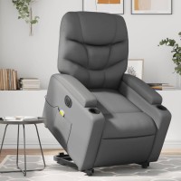 vidaXL Electric Stand up Massage Recliner Chair Gray Faux Leather