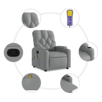 vidaXL Massage Recliner Chair Light Gray Fabric