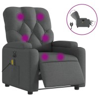 vidaXL Electric Massage Recliner Chair Dark Gray Fabric