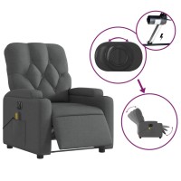 vidaXL Electric Massage Recliner Chair Dark Gray Fabric