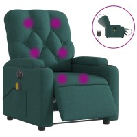 vidaXL Electric Massage Recliner Chair Dark Green Fabric