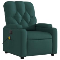 vidaXL Electric Massage Recliner Chair Dark Green Fabric