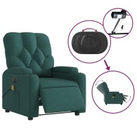 vidaXL Electric Massage Recliner Chair Dark Green Fabric