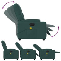 vidaXL Electric Massage Recliner Chair Dark Green Fabric