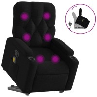 Vidaxl Stand Up Massage Recliner Chair Black Fabric