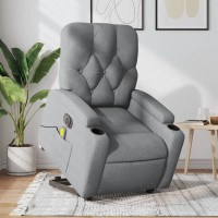 vidaXL Electric Stand up Massage Recliner Chair Light Gray Fabric