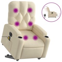 vidaXL Electric Stand up Massage Recliner Chair Cream Fabric