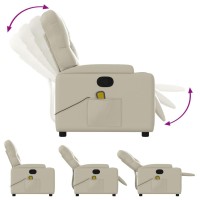 vidaXL Massage Recliner Chair Cream Faux Leather