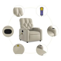 vidaXL Massage Recliner Chair Cream Faux Leather