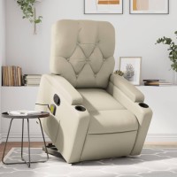 vidaXL Stand up Massage Recliner Chair Cream Faux Leather