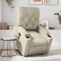 vidaXL Electric Stand up Massage Recliner Chair Cream Faux Leather