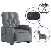 vidaXL Electric Stand up Massage Recliner Chair Gray Faux Leather