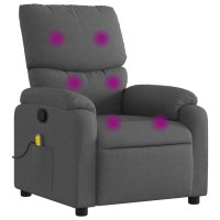 vidaXL Massage Recliner Chair Dark Gray Fabric