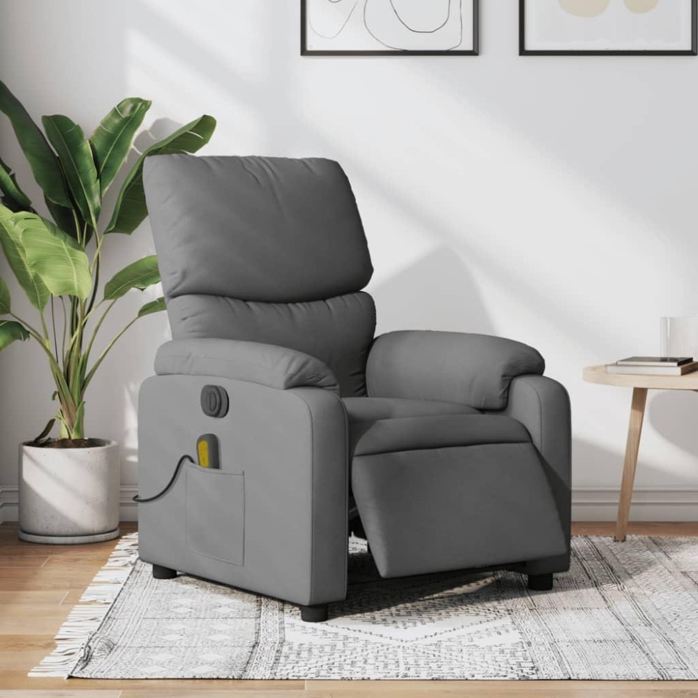 vidaXL Electric Massage Recliner Chair Dark Gray Fabric