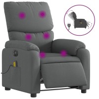 vidaXL Electric Massage Recliner Chair Dark Gray Fabric