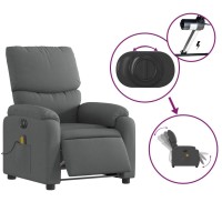 vidaXL Electric Massage Recliner Chair Dark Gray Fabric