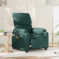 vidaXL Electric Massage Recliner Chair Dark Green Fabric