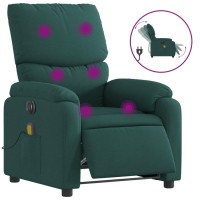 vidaXL Electric Massage Recliner Chair Dark Green Fabric